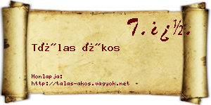 Tálas Ákos névjegykártya